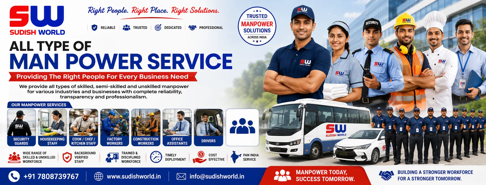 Trained manpower supplied by Sudish World Solutions